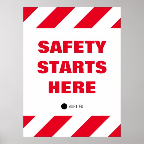 Safety Starts Here Red White Workplace Quote Poster