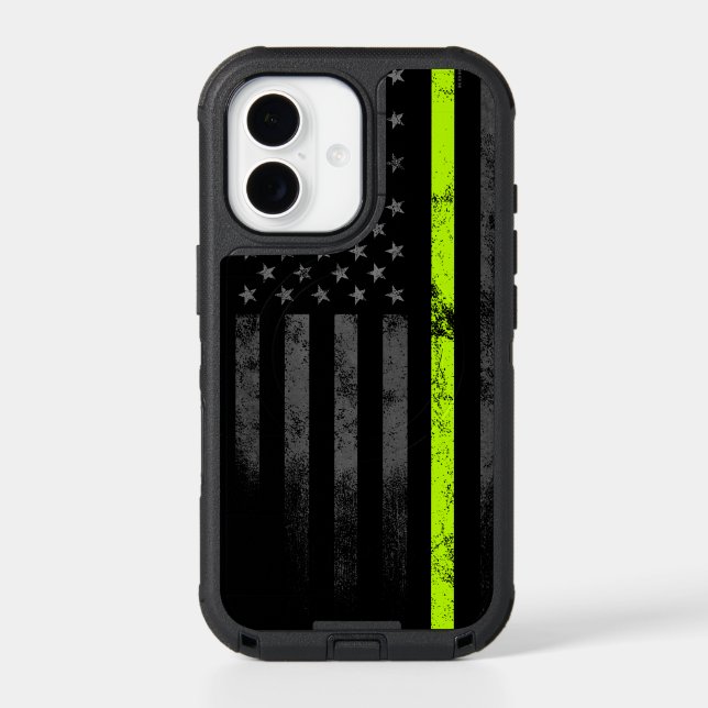 Safety Yellow Line Workers American Flag Otterbox iPhone Case (Back)