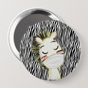 Safety Zebra Animal Child Coronavirus Button