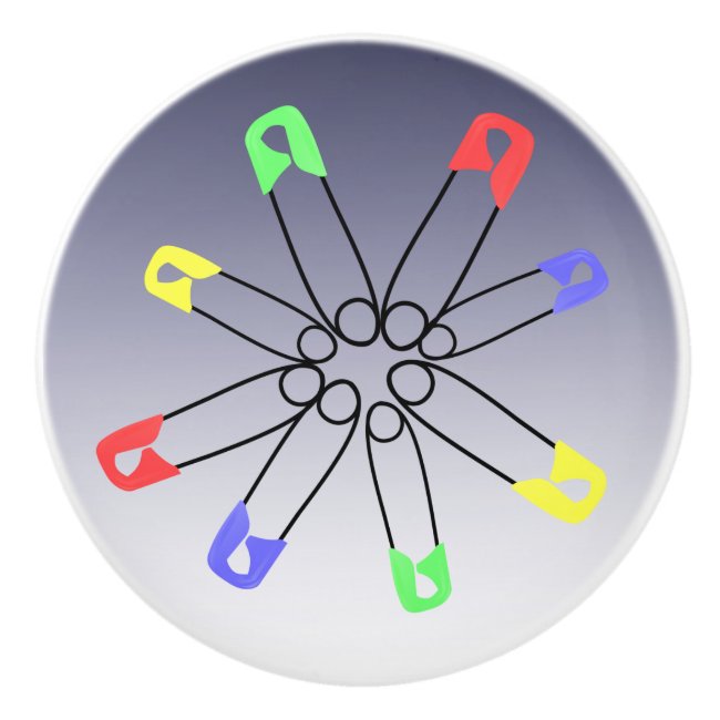SafetyPin Red Yellow Blue Green Rainbow Solidarity Ceramic Knob