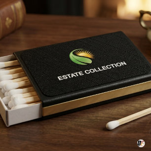 Saffiano Black Modern Yours Logo Matchboxes