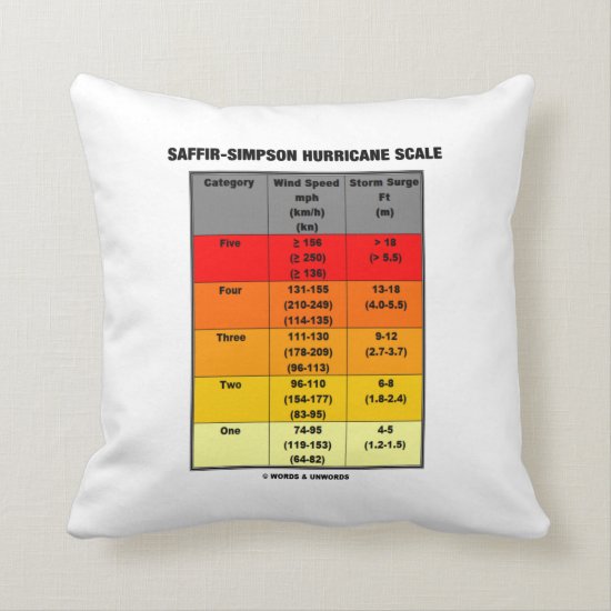 Saffir-Simpson Hurricane Scale (Wind Scale) Throw Pillow