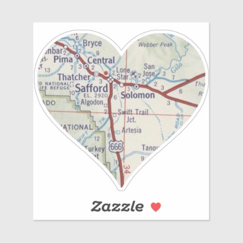 Safford Arizona Vintage Map Sticker