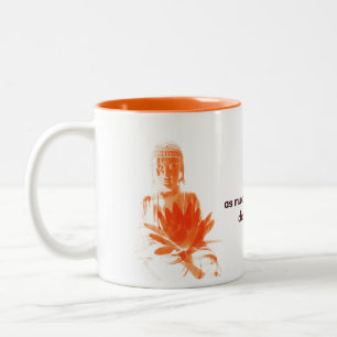 saffron Buddha Gautama with quote Two-Tone Coffee Mug