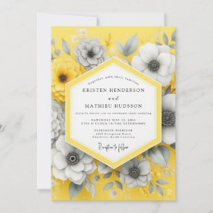 Saffron Charcoal Bloom Wedding Invitation