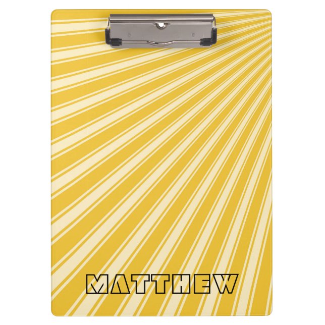 Saffron Color Stripe Funky Pattern Clipboard (Front)