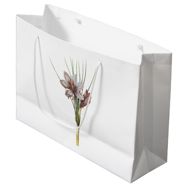 saffron crocus(Crocus sativus) by Redouté Large Gift Bag (Front Angled)