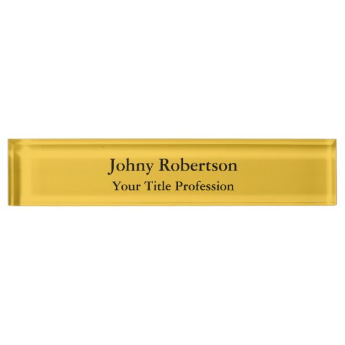 Saffron Golden Yellow Plain Elegant Professional Desk Name Plate