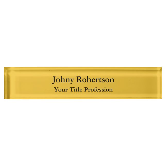 Saffron Golden Yellow Plain Elegant Professional Desk Name Plate (Front)