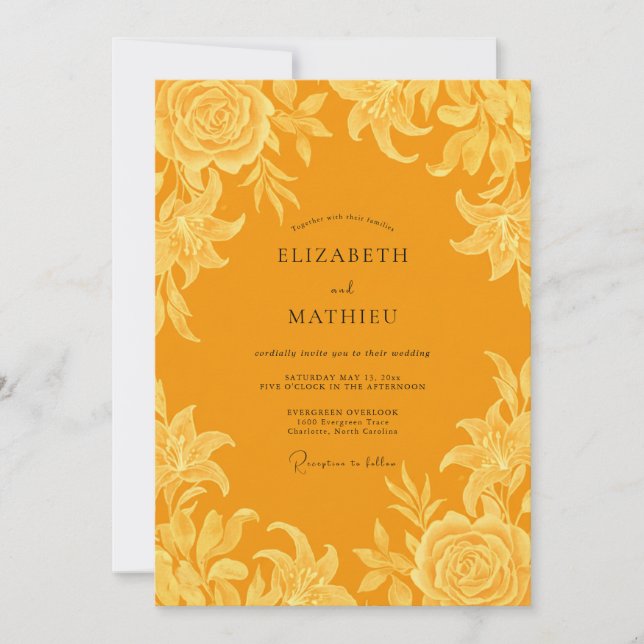 Saffron Lily Wedding Invitation (Front)