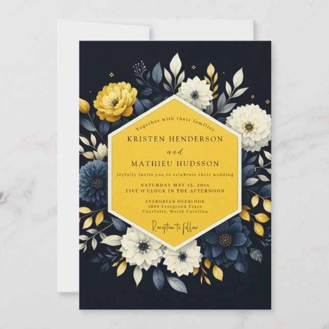 Saffron Nocturnal Flora Wedding Invitation (Front)