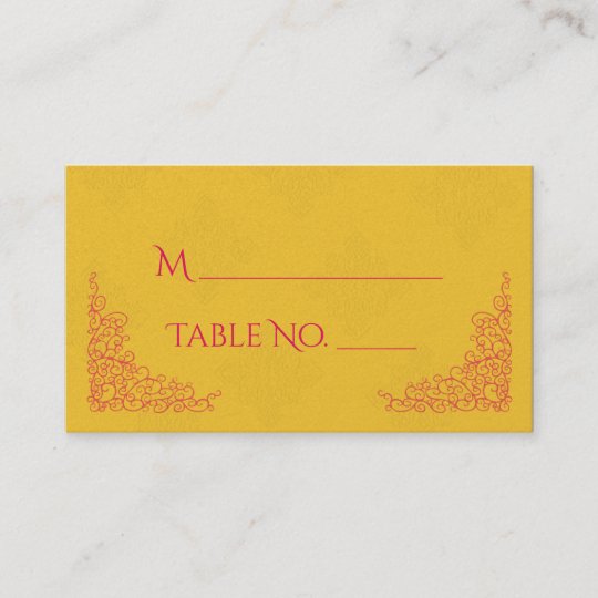 Saffron Pink Peacock Indian Wedding Place Cards Zazzle Com