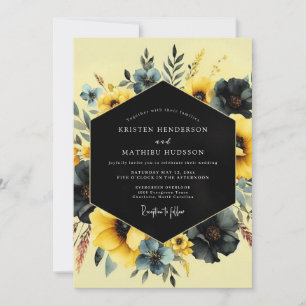 Saffron Slate Moody Flora Wedding Invitation