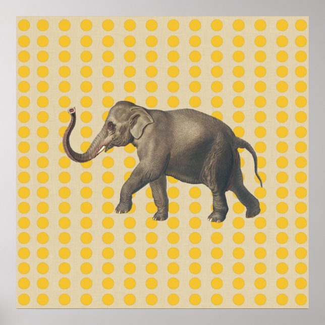 Saffron Spice Moods Dots with Elephant Poster (Front)