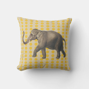 Saffron Spice Moods Dots with Elephant Throw Pillow