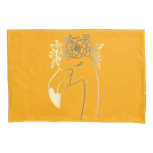Saffron Summer Watercolor Bright Flamingo Pillow Case