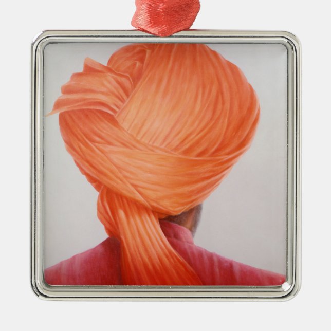 Saffron Turban Metal Ornament (Front)