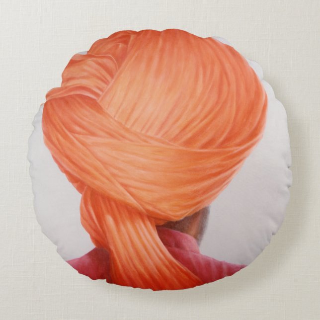 Saffron Turban Round Pillow (Front)