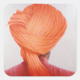 Saffron Turban Square Sticker
