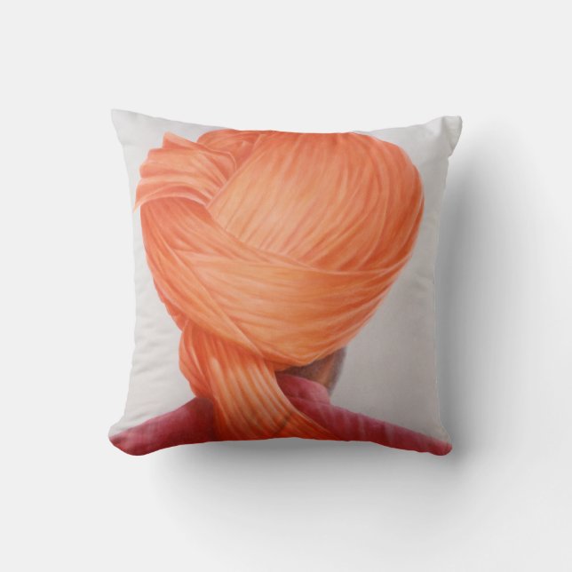 Saffron Turban Throw Pillow (Front)