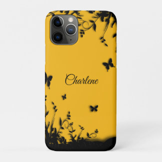 Saffron Yellow Butterfly Garden Personalized iPhone 11 Pro Case