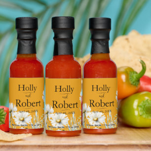 Saffron Yellow, Daisy Floral Wedding Hot Sauces