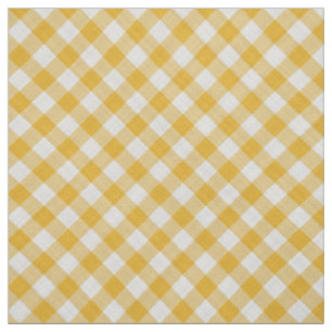 Saffron Yellow Gingham Checkered Plaid Print Fabric