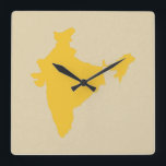 Safron Spice Moods India Square Wall Clock<br><div class="desc">Map outline of India in Emporio Moffa's Spice Moods Color palette.</div>