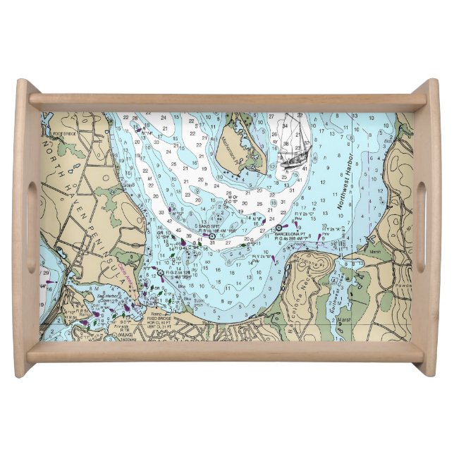 Sag Harbor NY Nautical Chart Serving Tray (Front)