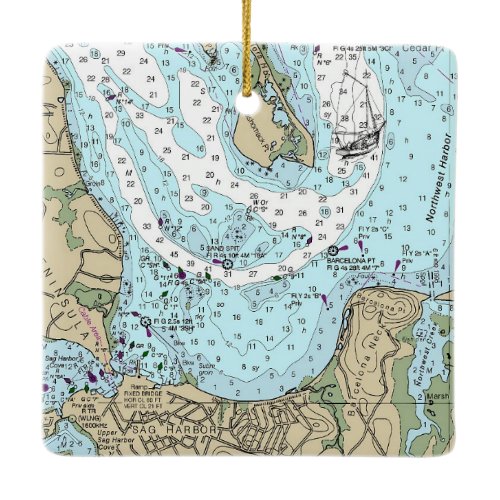 Sag Harbor NY NOAA Chart Christmas Ceramic Ornament