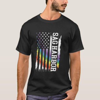 Sag Harbor United States Distressed Rainbow w US F T-Shirt