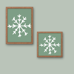 Saga Green Christmas snowflake Faux Canvas Print