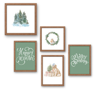 Saga Green Merry Christmas Faux Canvas Print
