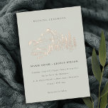 Saga Green Rose Gold Mountain Pine Sketch Wedding Foil Invitation<br><div class="desc">If you need any further customisation please feel free to message me on yellowfebstudio@gmail.com.</div>