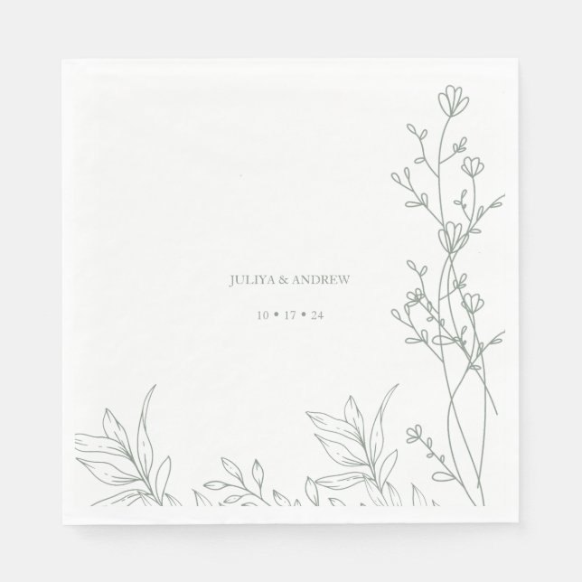 Saga green text trendy wedding  napkins (Front)