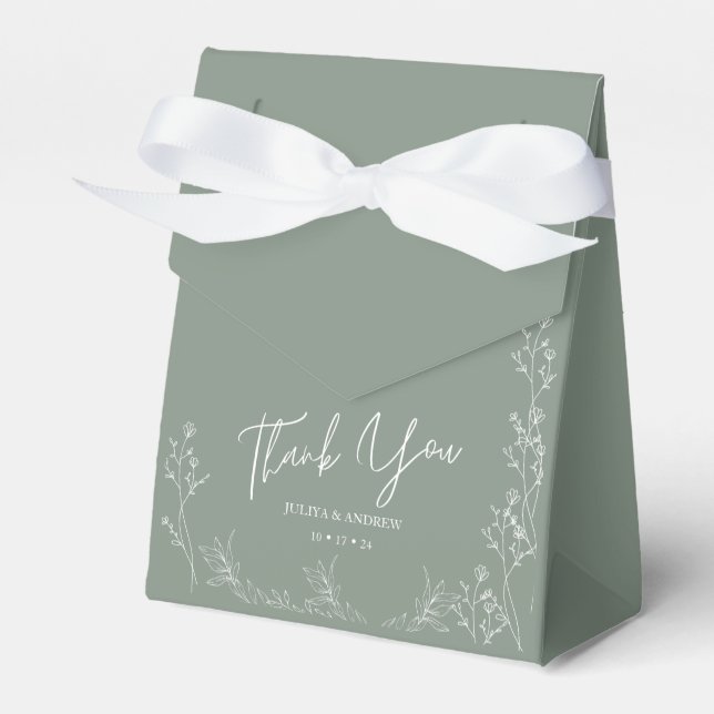 Saga green trendy wedding Favor Box (Front Side)