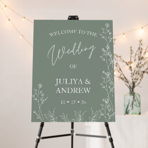Saga green trendy Welcome Wedding Foam Board