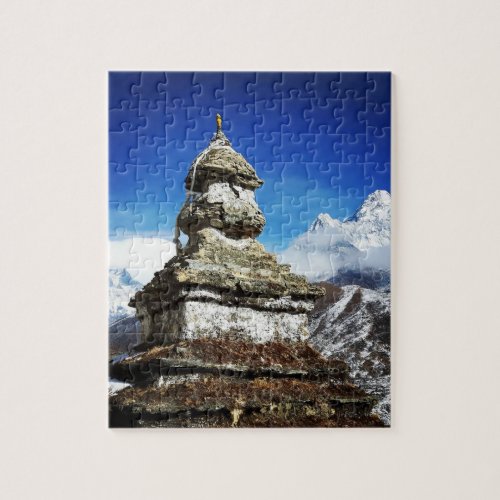 Sagarmatha Ama Dablam Stupa Everest trek Nepal Jigsaw Puzzle