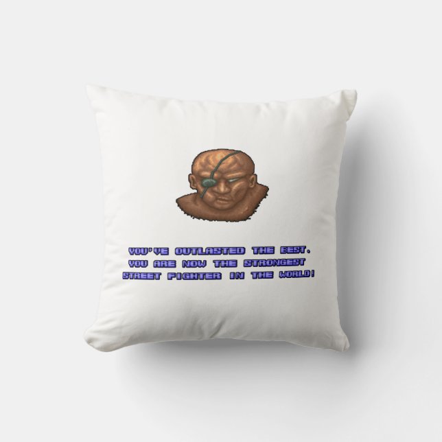 Sagat KO'ed 2 Throw Pillow (Front)