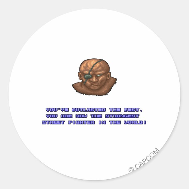 Sagat KO'ed Classic Round Sticker (Front)