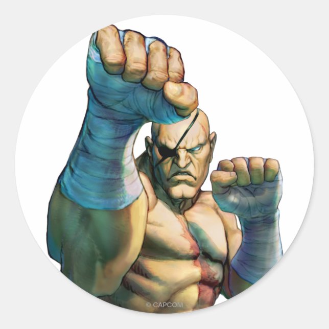 Sagat Ready to Block Classic Round Sticker (Front)