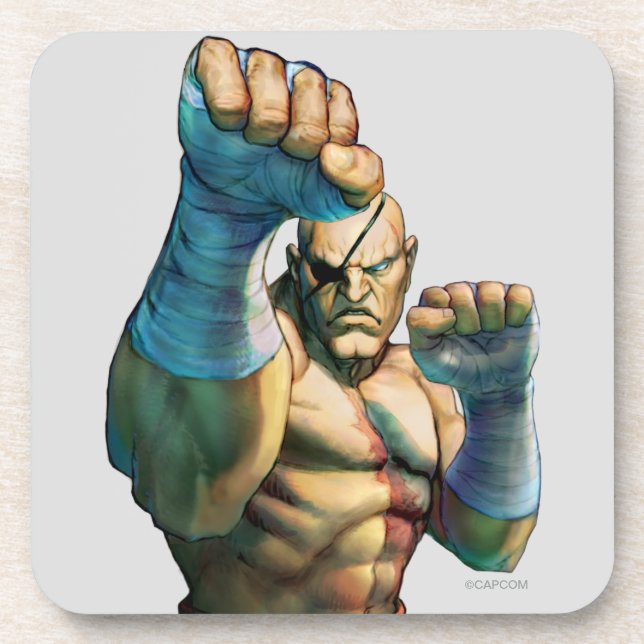 Sagat Ready to Block Coaster (Front)