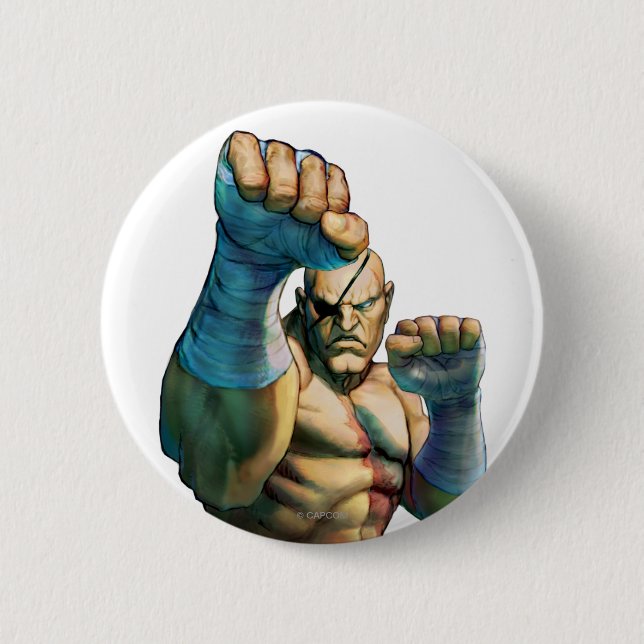 Sagat Ready to Block Pinback Button (Front)