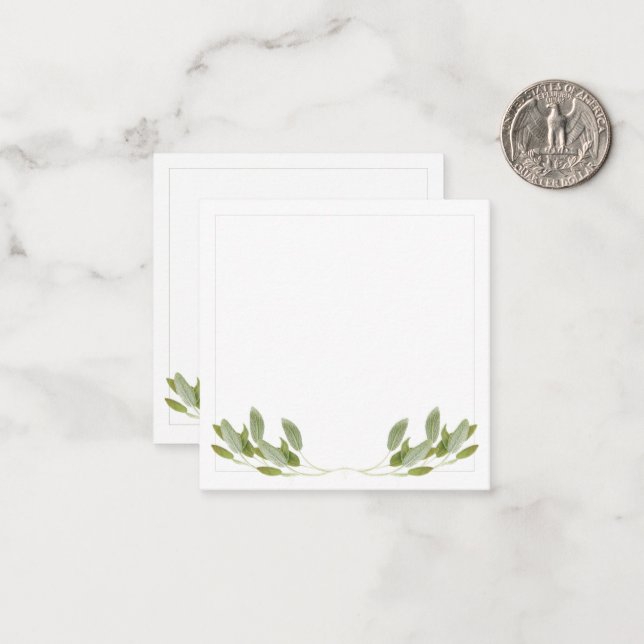 SAGE 2.5" Square Flat Note Card  (Front/Back In Situ)