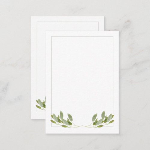 SAGE 35x25 Flat Note Card  Vertical