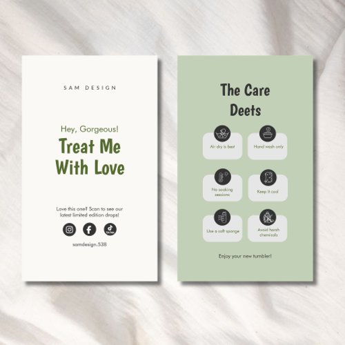 Sage Aesthetic Tumbler Care Social Media Logo Card
