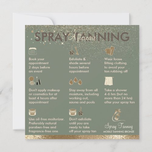 Sage Aftercare Instruction Tips Body Spray Tan Invitation
