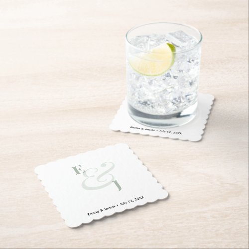 Sage Ampersand Wedding | Cocktail Paper Coaster