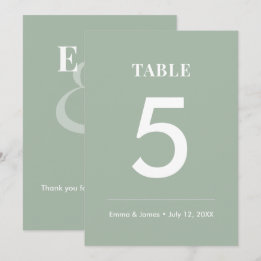 Sage Ampersand Wedding | Modern Table Number
