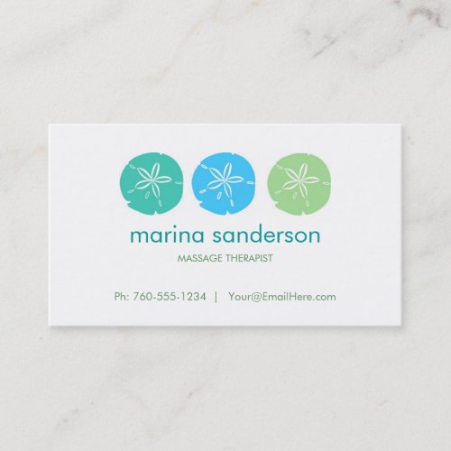 Sage and Aqua Sand Dollar Business Cards